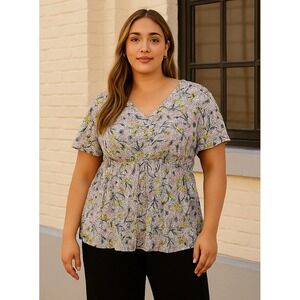 NWT Torrid Georgette Twist Surplice Flutter Sleeve Blouse Chessie Floral Size 1X